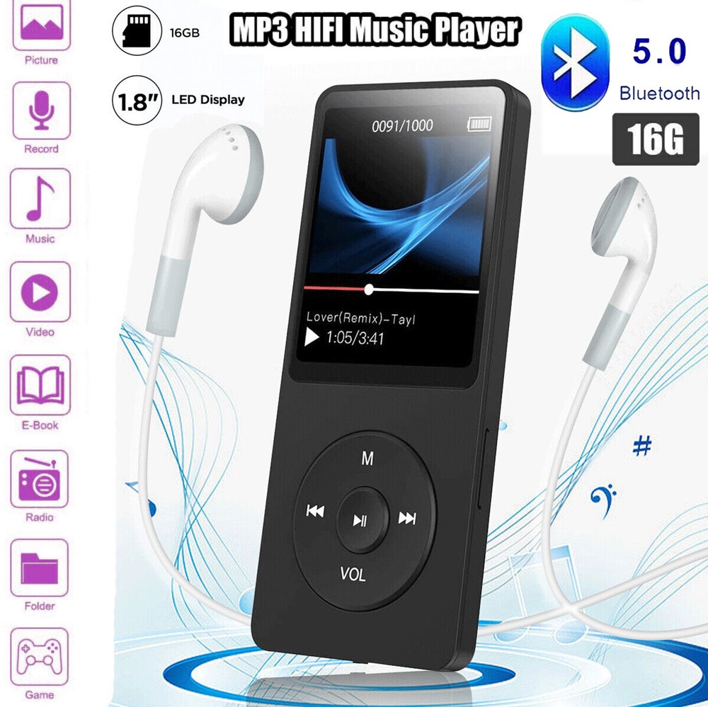 Built-in 16GB Portable Mini Bluetooth MP3 Music Player HD FM Radio Recorder