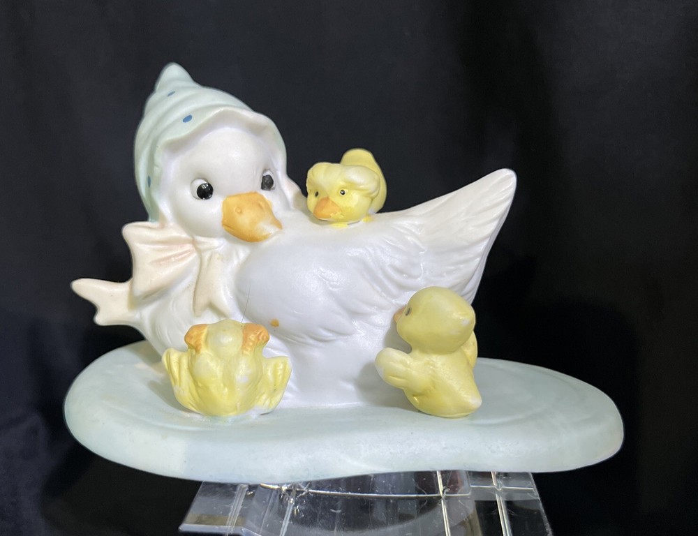 Easter Duck & Ducklings Figurine Porcelain Mother Goose
