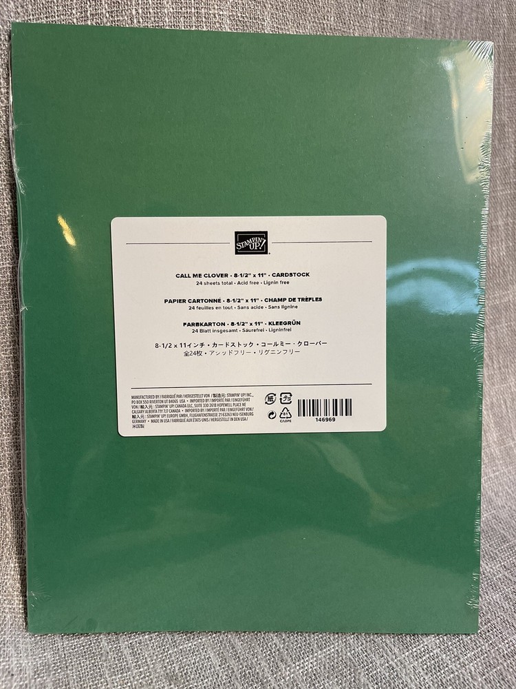 Stampin' Up! Card Stock 8 1/2” X 11” Call Me Clover Great Color NIP Green