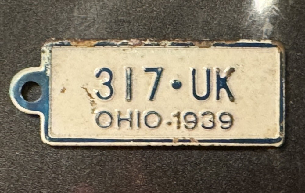 1939 Ohio Goodrich Keychain License Plate Tag Fob 317-UK