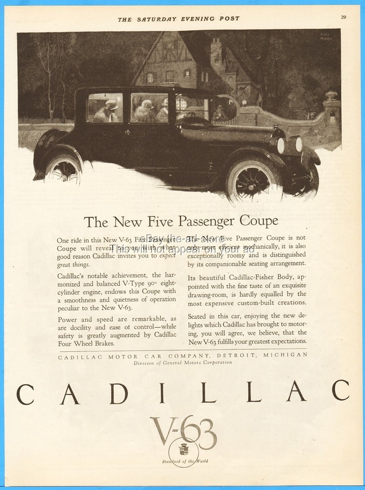 1923 Cadillac Motor Car Detroit MI V-63 Five Passenger Coupe General Motors Ad