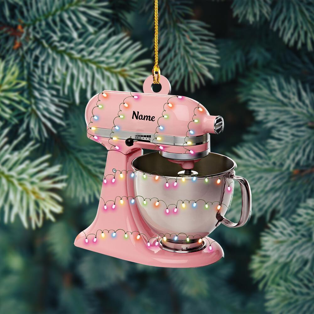 Pink mixer Xmas lights Personalized Gift love baking Christmas Ornament