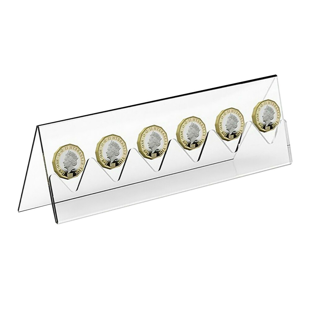Acrylic Clear 6-Slot Collectible Coin Holder Collector Display Stand Organizer j