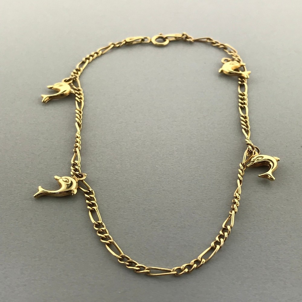 10k Gold Dolphin Charm Bracelet / Anklet