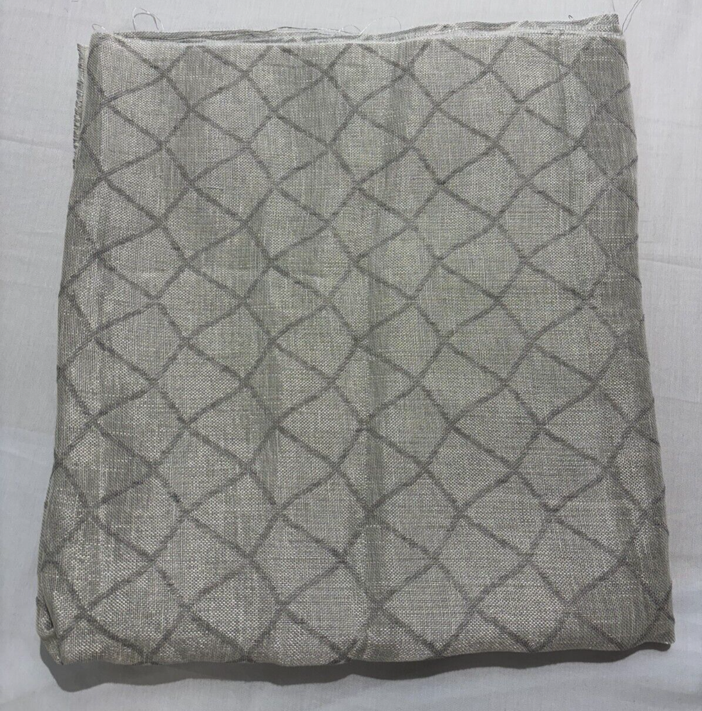 Abigail Grey Cream Geometric Sheer Fabric - Simple & Versatile-image