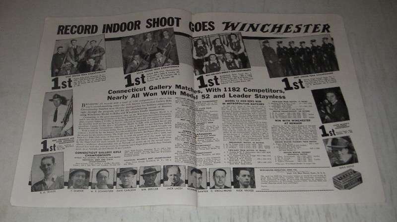 1939 Winchester Model 52 Rifle Ad with Leader Ammo - Papco Rifle Club Vintage-image