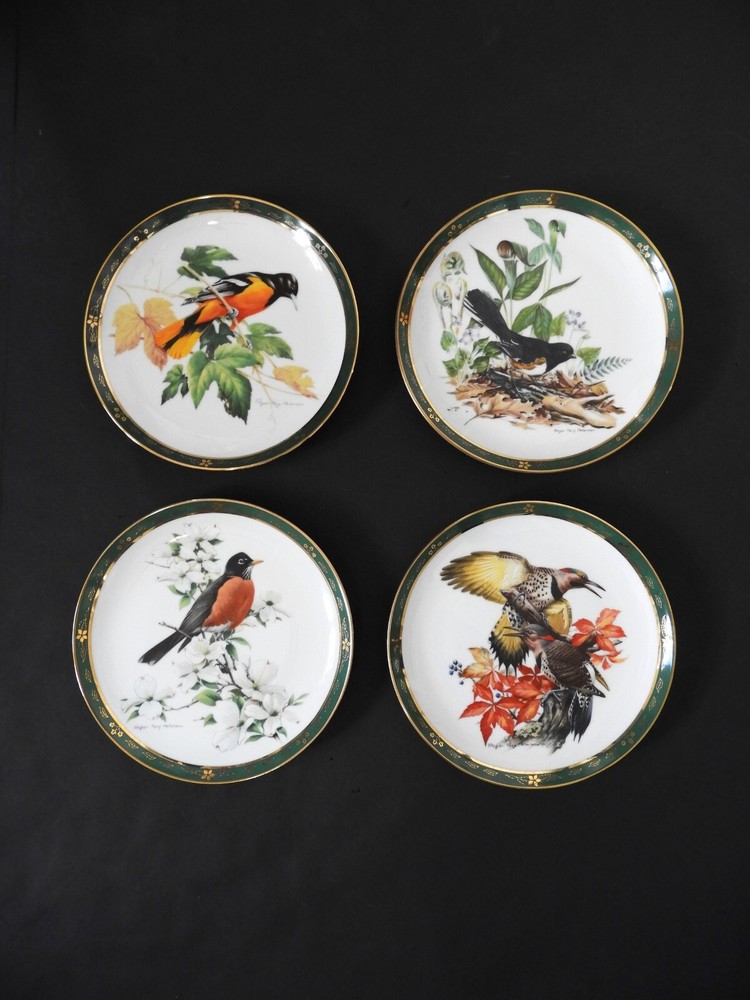Vtg 1990 4 Bird Plates Collectible Roger Peterson Danbury Mint D 8.25