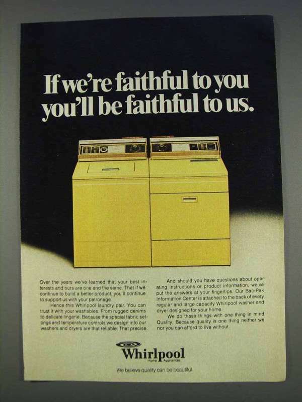 1977 Whirlpool Washer and Dryer Ad - You'll be Faithful