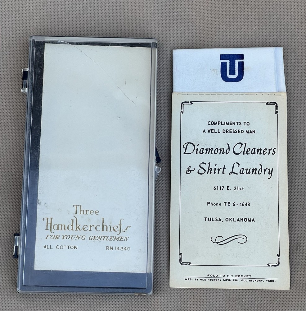 1965 University of Tulsa Football Pocket Schedule Handkerchief Diamond Cleaners