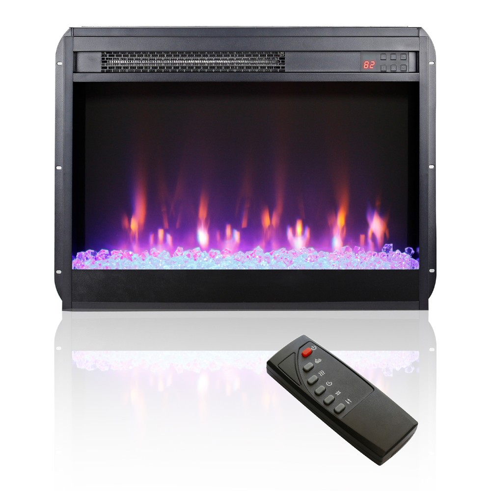 23 inch electric fireplace insert,ultra thin heater w/crystal  & realistic