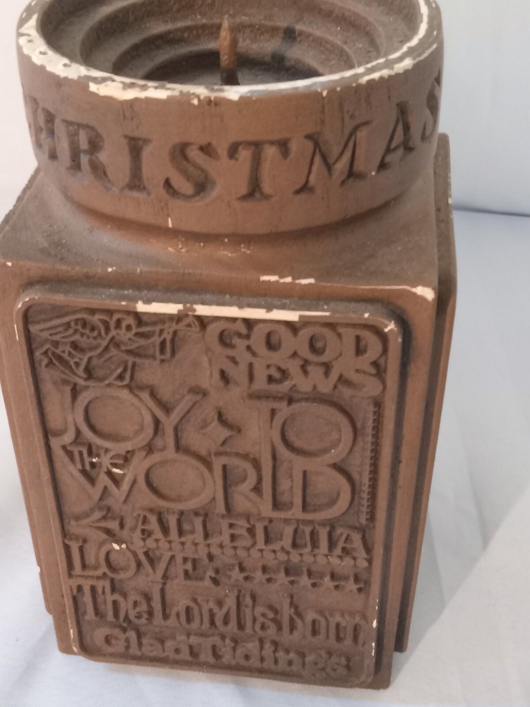 Christmas Candle Holder 1977 Abbey Press Spiritual Resin 6