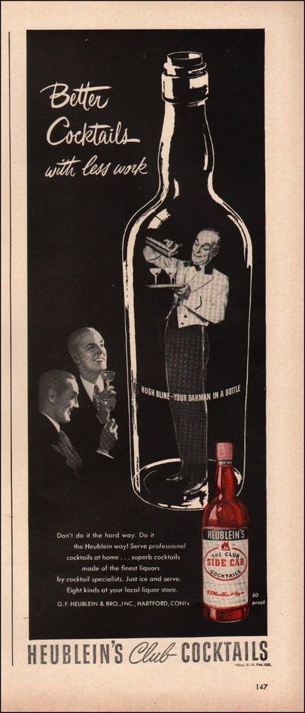 1948 Vintage ad Heublein's Club Cocktails retro Bottle Art Tray  08/02/22-image