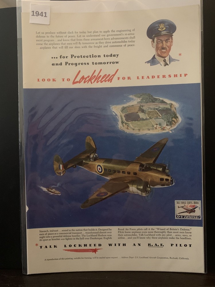 Vintage 1941 Lockheed For Protection Today Ad Advert