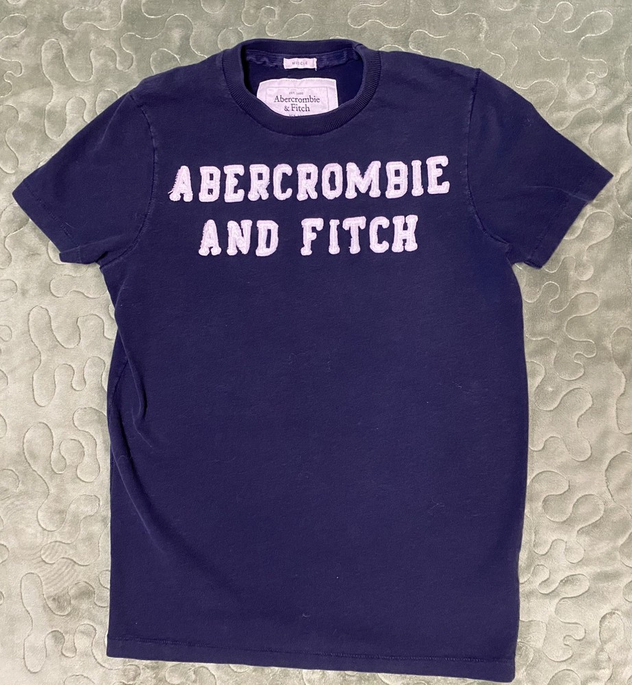 Vintage Abercrombie and Fitch Mens Small Muscle T-Shirt Dark Blue, Size S,-image