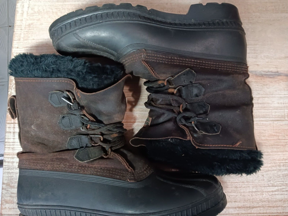 SOREL Kaufman Brown Boots Mens 11 Lined Leather Winter Duck Boot Vintage