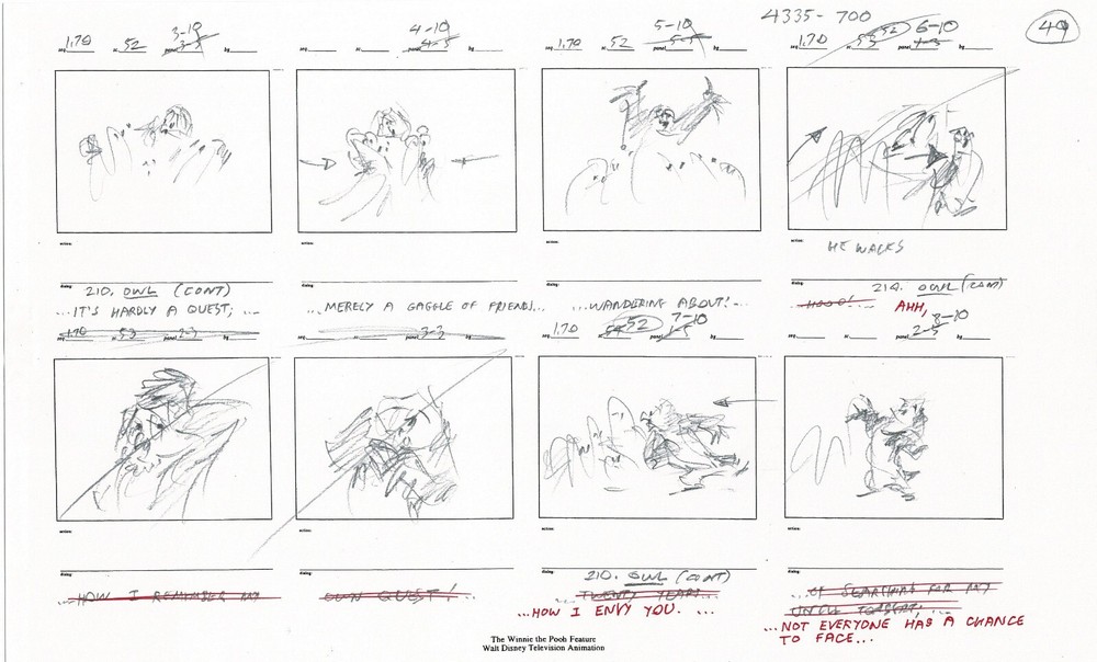 Winnie the Pooh Grand Adventure Disney Production Original SB Drawings 1997 4725