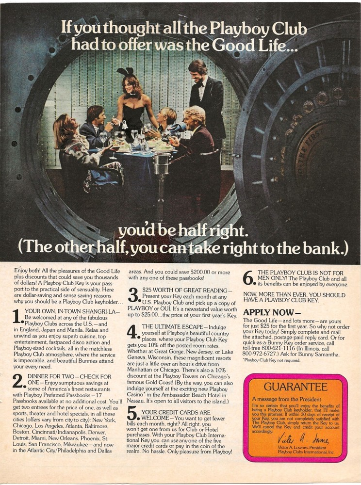 Vintage Print Ad Playboy Club - Dinner in a Bank Vault - Sept 1979 11