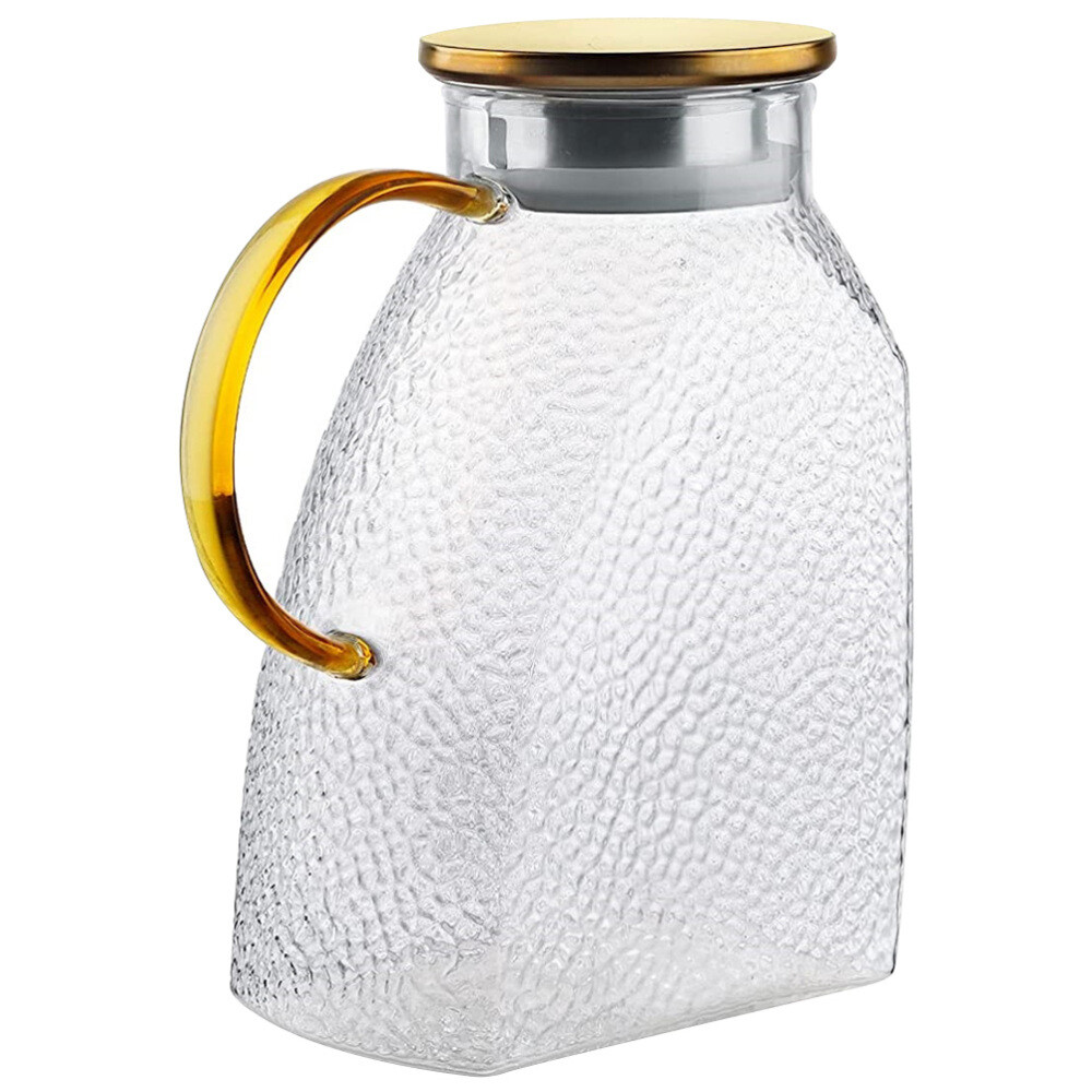 Fridge Door Pitcher with Lid for Cold Water Iced Tea Glass Jug  