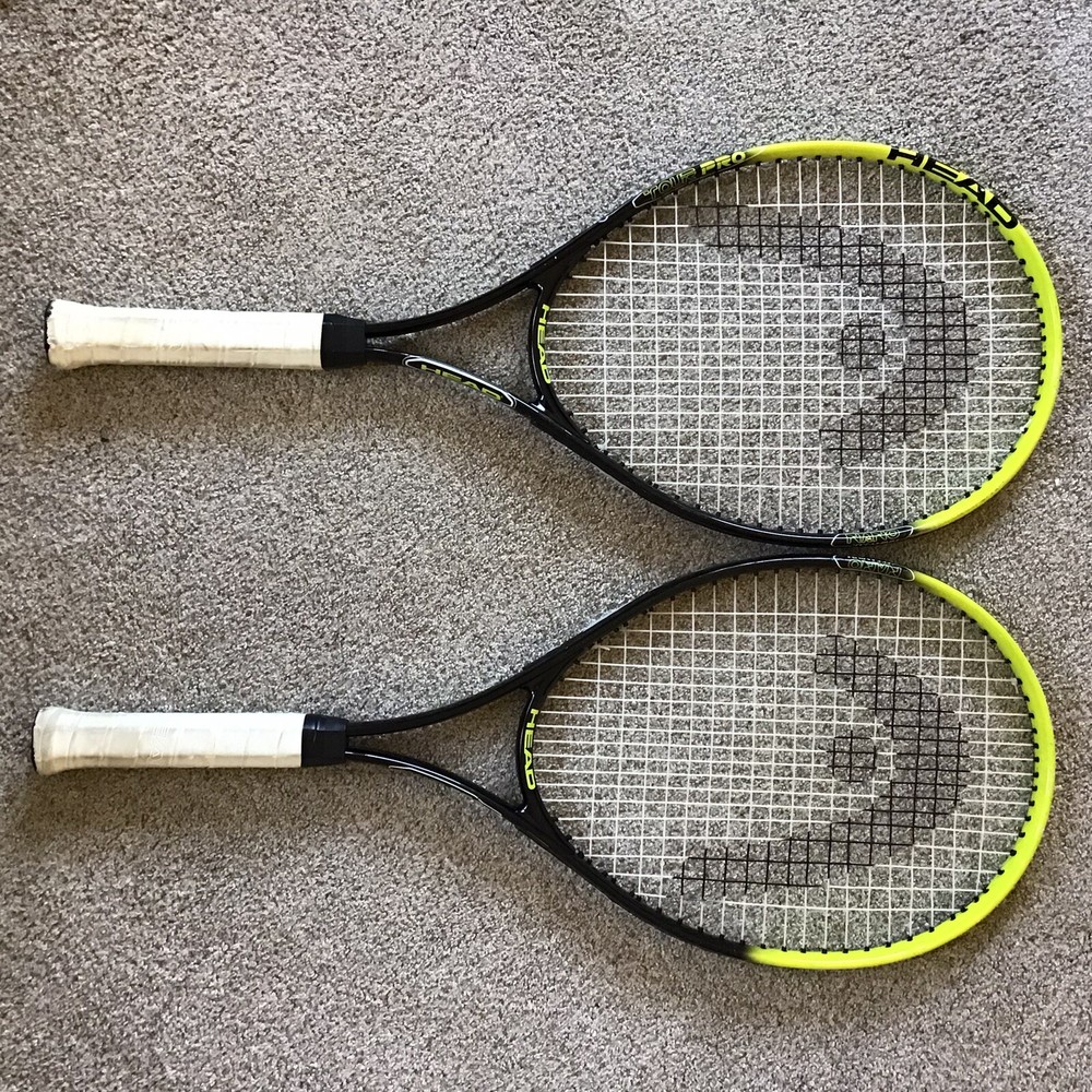 2 Head Tour Pro Nano Titanium Tennis Rackets Neon Green Taped Great Condition!