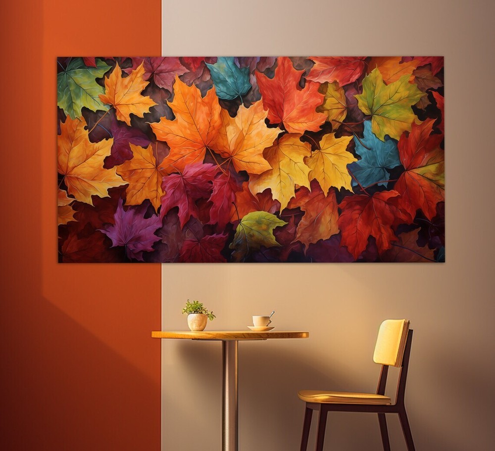 Colorful Autumn Leaves Unique Painting Unframed Canvas Print Australian Wall Art
