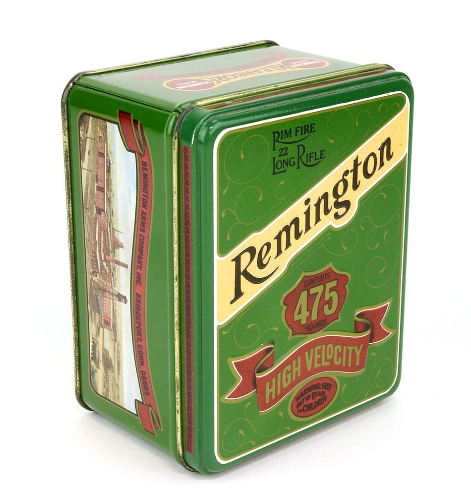 VTG Empty Remington Kleanbore 475 Rnd 22 Long Rifle Rim Fire Ammo Tin.