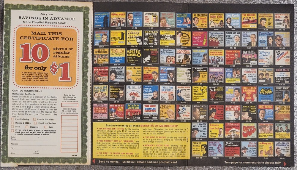 1965 Capitol Record Club Ad Featuring Beatles Animals Herman's Hermits Petula Clark-image