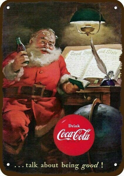1951 SANTA CLAUS COCA-COLA CHRISTMAS Vintage-Look DECORATIVE REPLICA METAL SIGN