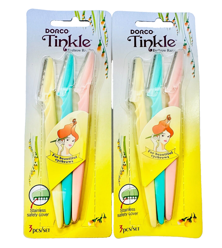 6pc Dorco Tinkle Eyebrow Hair Razor Shaver Trimmer Sharper Remover Pro Kit 2pk