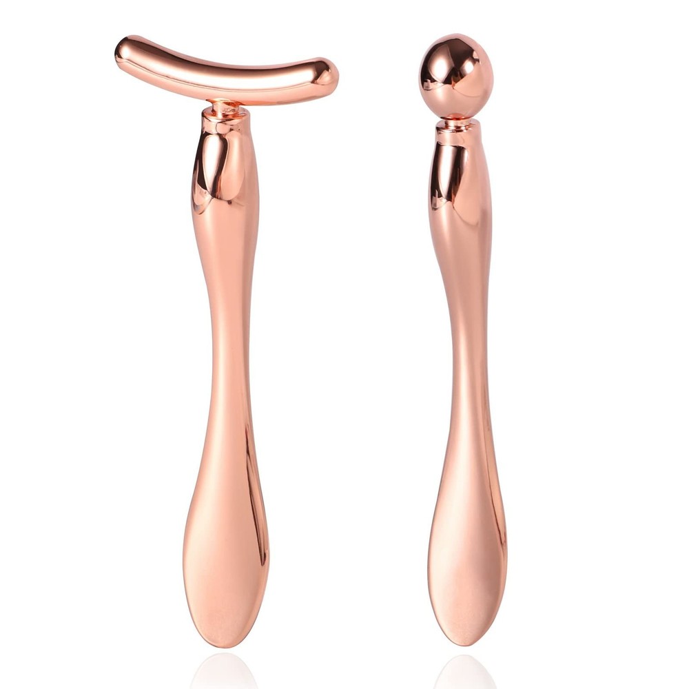 Pimoys 2-Piece Metal Eye Cream Applicator Roller Massager for Face & Eye Therapy
