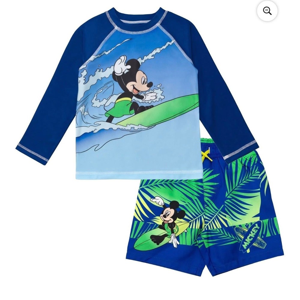 Disney Raglan Rash Guard and Swim Trunks Outfit Set UPF 50+ NWT 18M