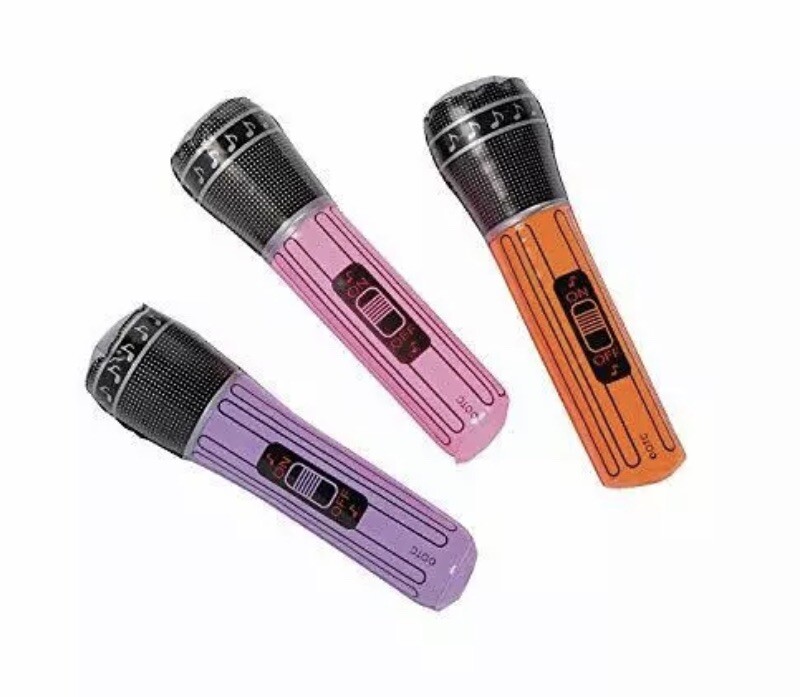Inflatable Prop Microphone 12 Pk Assorted Colors Costume Accessory Party Favors