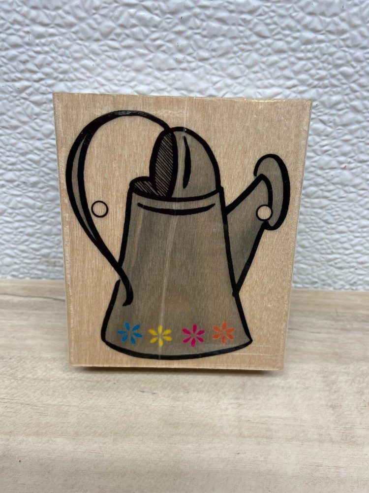 Vintage 1999 Embossing Arts Wood Mounted Rubber Stamp Garden Watering Can