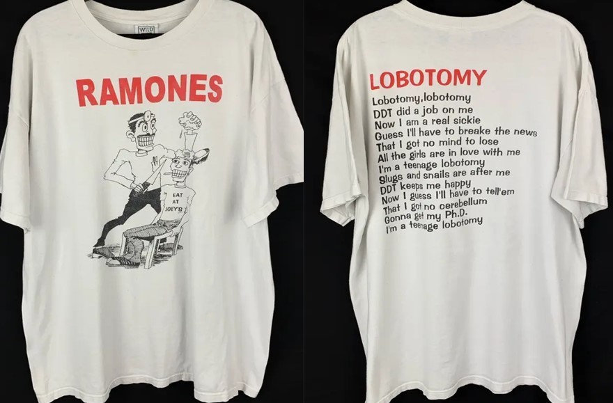 Vtg 2 sided RAMONES band white short sleeve t-shirt S-5XL QT6654