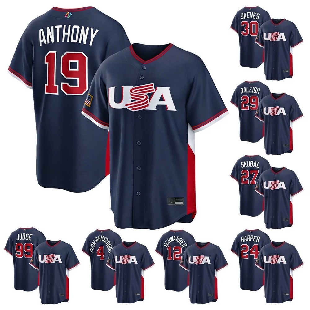 NWT Men's USA Baseball Navy 2026 World Baseball Classic Jersey XS-5XL