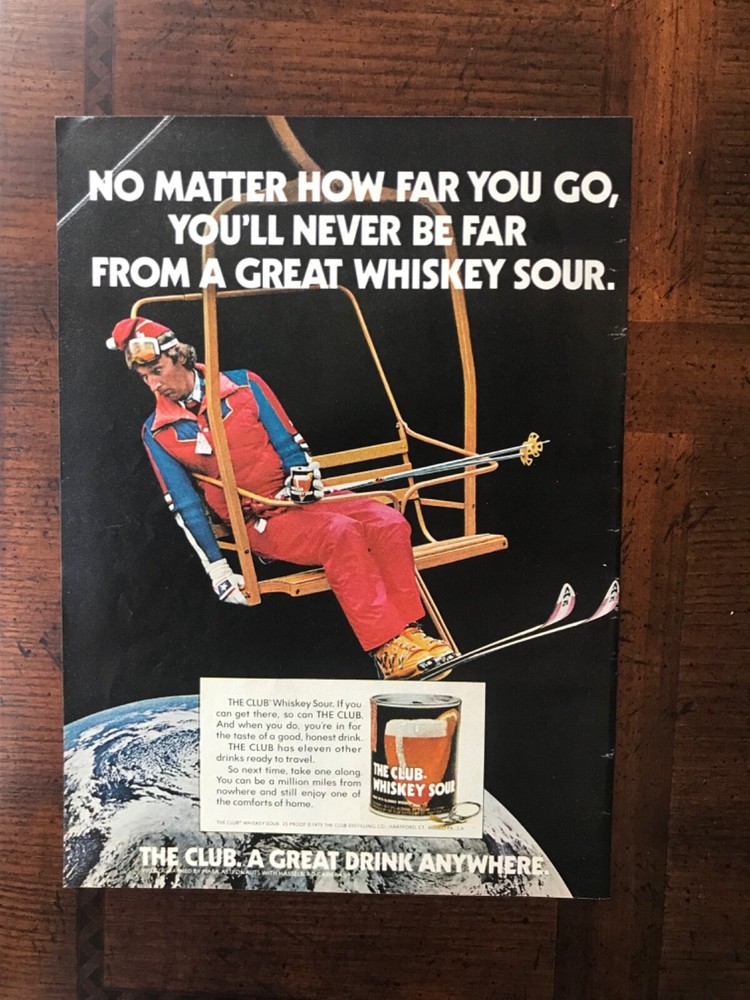 1975 vintage original whiskey sour ad The Club print advertisement-image