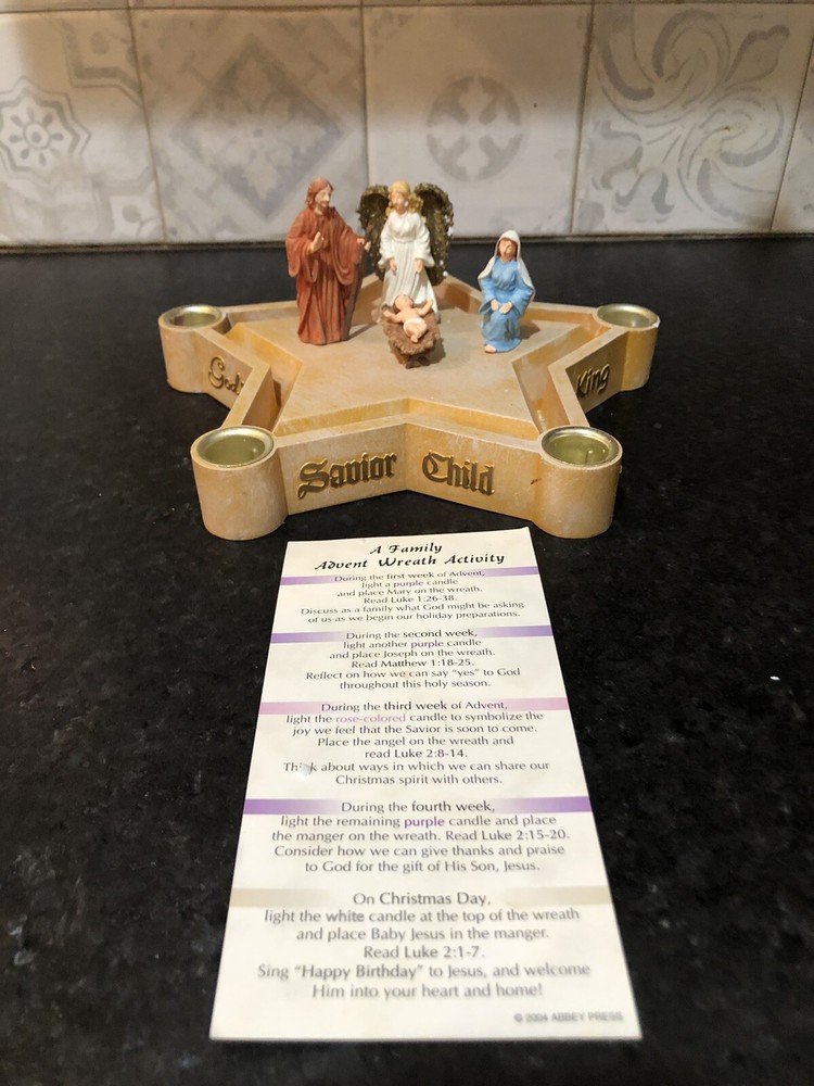 Vintage abbey press advent Star Resign Tabletop wreath / NO Candles-image