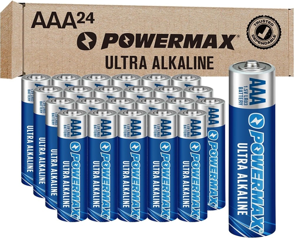 AAA Alkaline Batteries 12/24 Pack Powermax Battery 10 Year Shelf Life Long Lasti