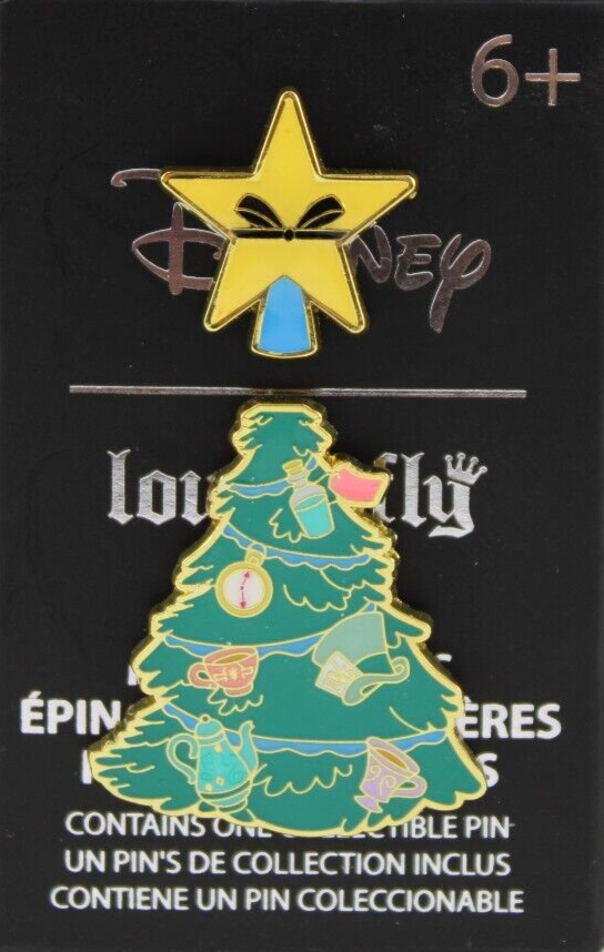 Loungefly Disney Alice In Wonderland Christmas Tree Enamel Pin Set Exclusive New