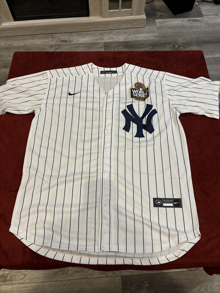 NWT #99 Aaron Judge Pinstripe Yankees Jersey Mens Large World Series 2024