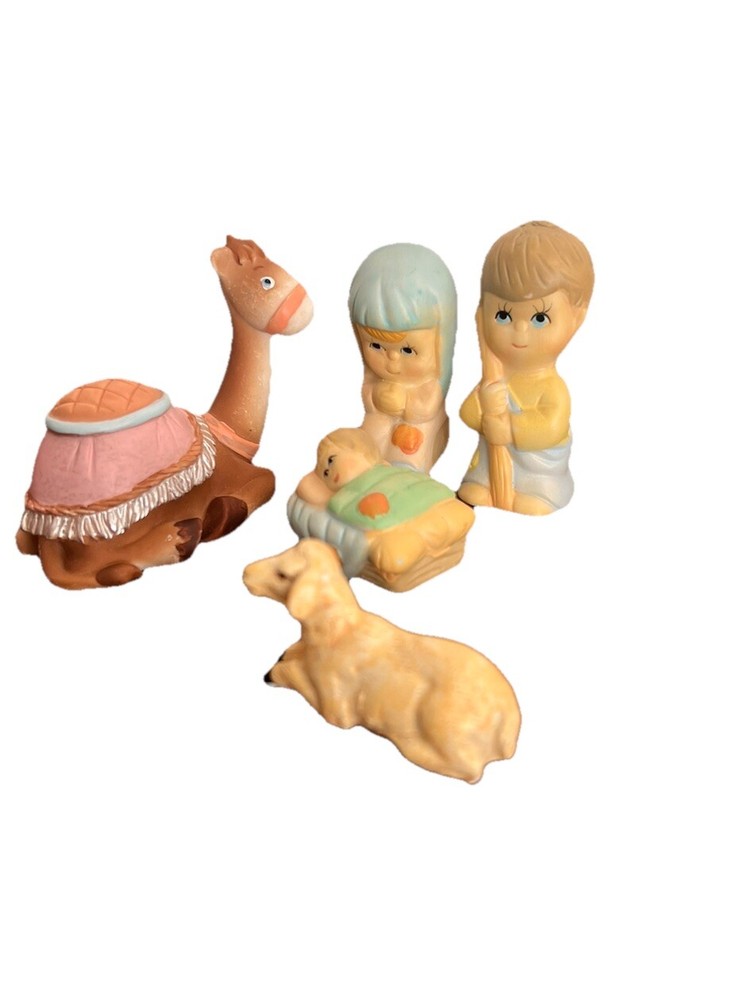 Porcelain Nativity set Mary, Joseph, baby Jesus, Camel And Lamb Christmas