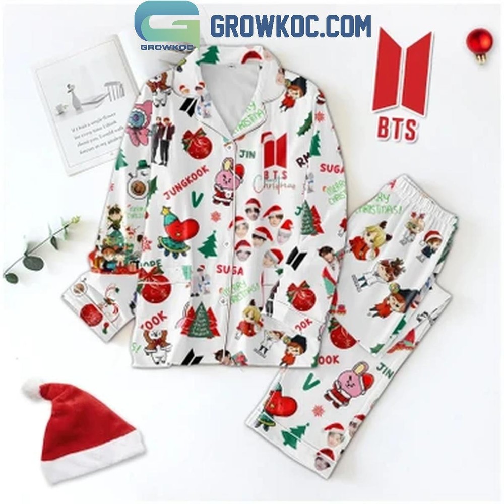 BTS Jungkook V Jimin Suga J-Hope RM Jin Festive Holiday Polyester Pajama Set