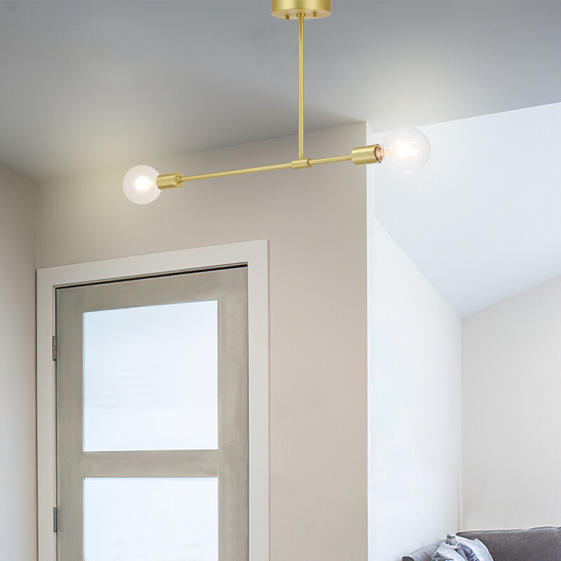 Industrial Brass Flush Mount Ceiling Light Sputnik Chandelier with LED Bulbs