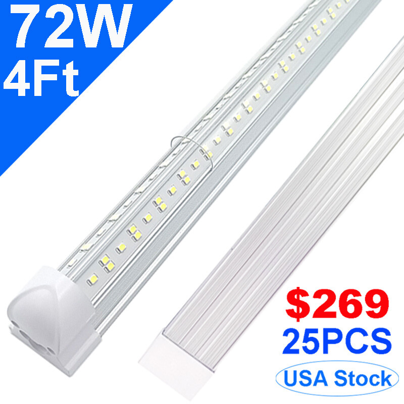 25Pack 4Foot Led Tube Light 4Ft Led Garage Lights Fixture 72W 50W 36W Led Bulbs
