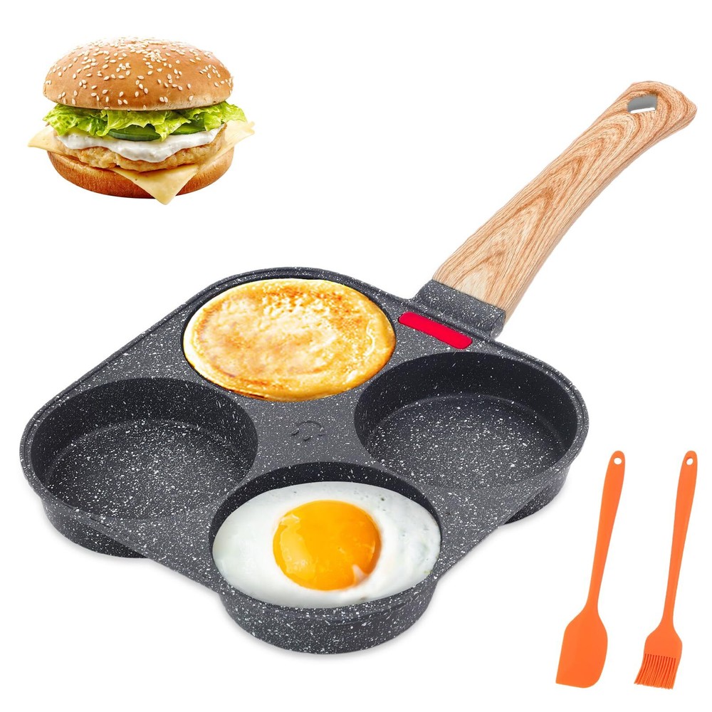 Egg Pan, 4 Cup Egg Pans Nonstick, Healthy Breakfast Pancake Pan, Aluminum Ome...