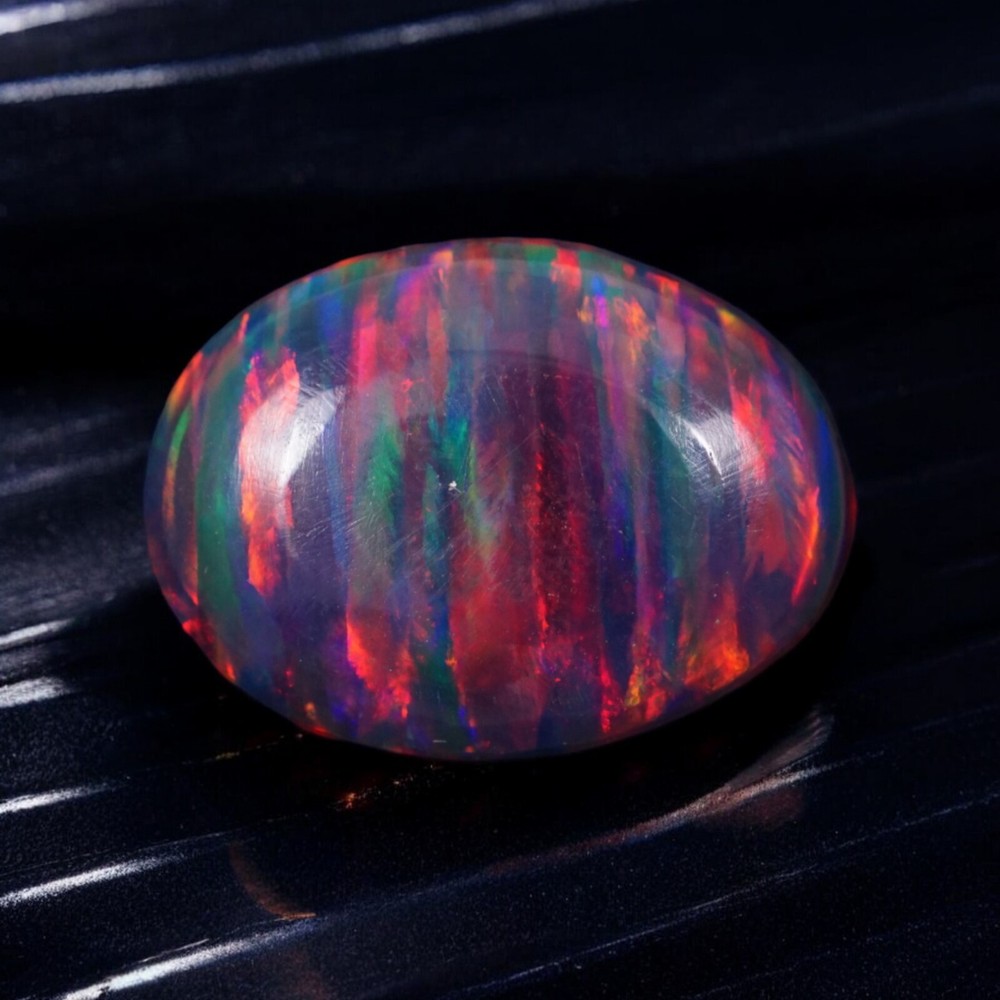 AAA+ Black Fire Opal Oval 12x10mm 2.20 Cts Australian Loose Gem Cabochon  -image