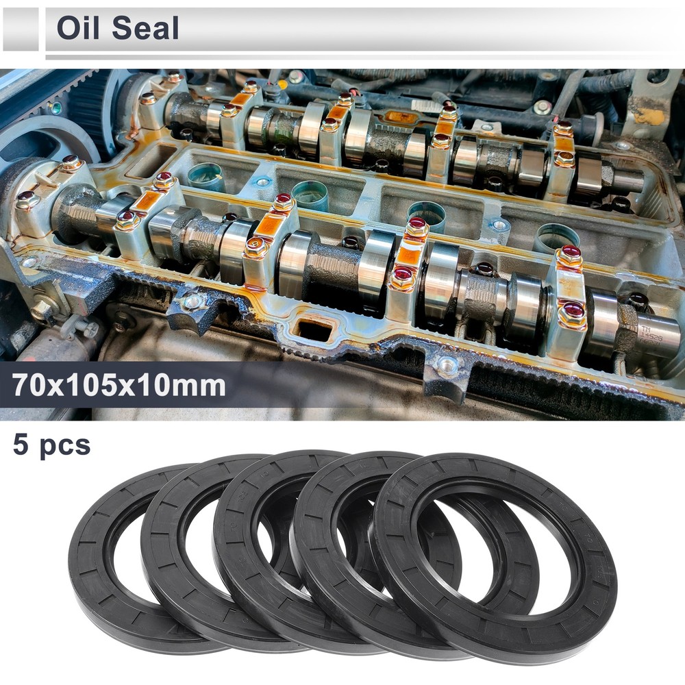 Oil Seal Seal Ring Rotary Shaft Seal Nitrile Rubber 70x105x10mm Black 5 Pcs