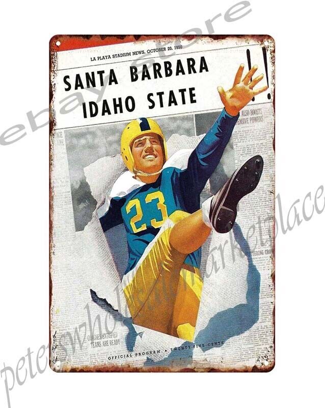 Vintage 1950 Football Program Metal Tin Sign Retro Poster