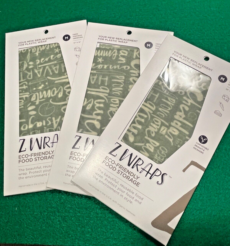 Z ENVOLTURAS Envolturas de alimentos reutilizables ecológicas ~ Almacenamiento de alimentos ~ Cera de abejas orgánica ~ Paquete de 3-image