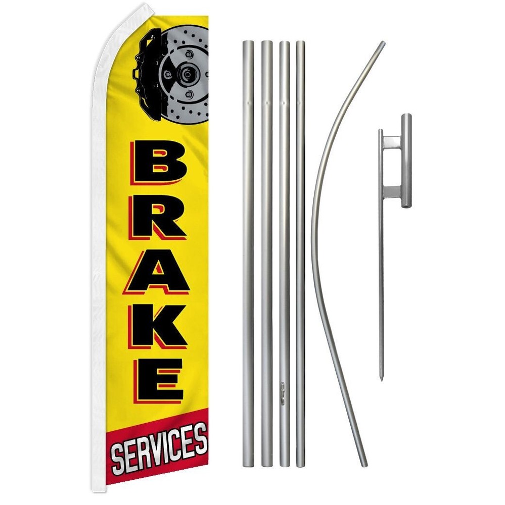 Brake Services Swooper Flutter Feather Advertising Auto Flag & Pole Kit
