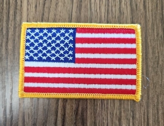 American Flag Patch embroidered iron-on Gold Border USA United States Quality D7